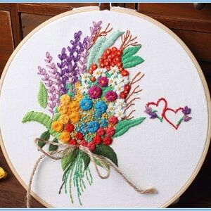 Floral Embroidery Hoop Art Kit